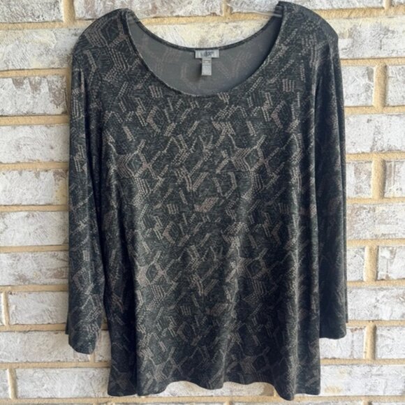 J. Jill Stretch Geometric Print 3/4 Sleeve Blouse Women's Size 2X - Picture 1 of 8